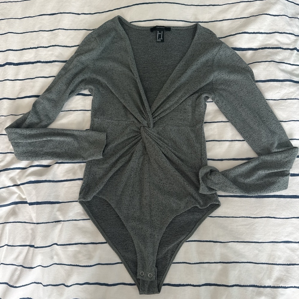 Gray Long Sleeve Bodysuit